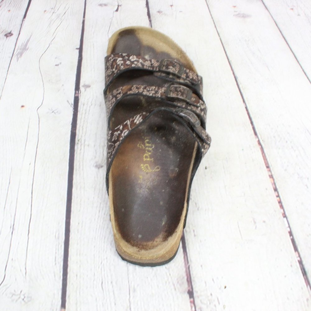 Birkenstock Papillio Brown Floral Print 3 Strap Leather Casual Sandals M 6 L 8 - Picture 6 of 9